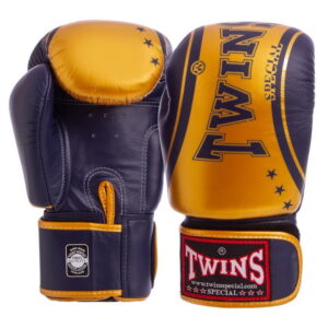 Рукавички боксерські шкіряні TWINS FBGVL3-TW4 16oz Синій-золотий (Оригінал)