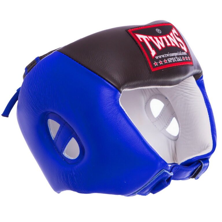 Шолом боксерський відкритий шкіряний TWINS HGL8-2T-BL синій (Оригінал)